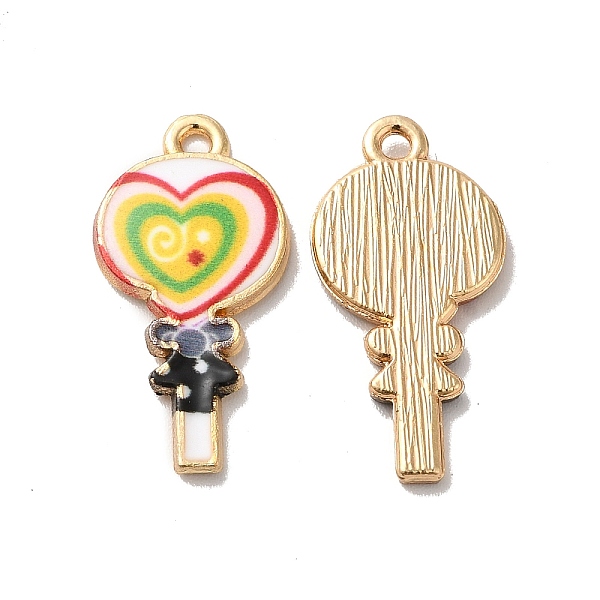 

PandaHall Alloy Enamel Pendants, Golden, Heart Lollipop Charm, Yellow, 24x12x2mm, Hole: 1.5mm Alloy+Enamel Lollipop Yellow