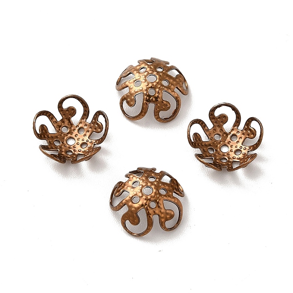 

PandaHall Ion Plating(IP) 304 Stainless Steel Bead Caps, Flower, 5-Petal, Coffee Golden, 10x10.5x4mm, Hole: 0.6mm 304 Stainless Steel