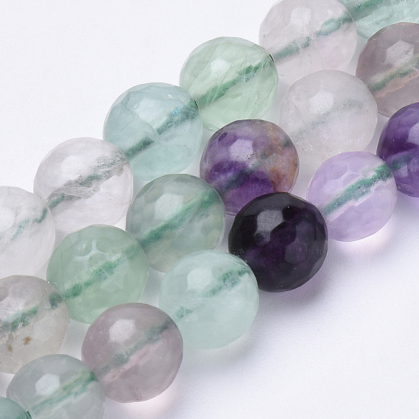 

PandaHall Natural Fluorite Beads Strands, Faceted, Round, 6mm, Hole: 1mm, about 62pcs/strand, 15.3 inch Fluorite Round