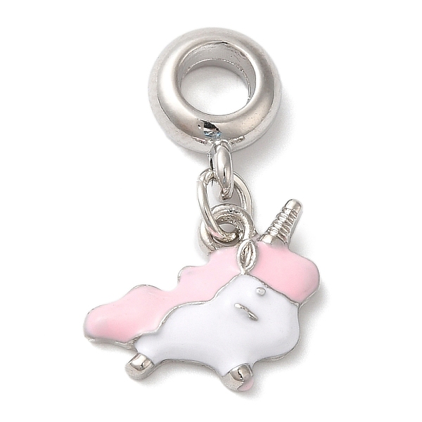 

PandaHall Rack Plating Alloy Enamel European Dangle Charms, Large Hole Unicorn Pendants, Cadmium Free & Nickel Free & Lead Free, Platinum..., Pink
