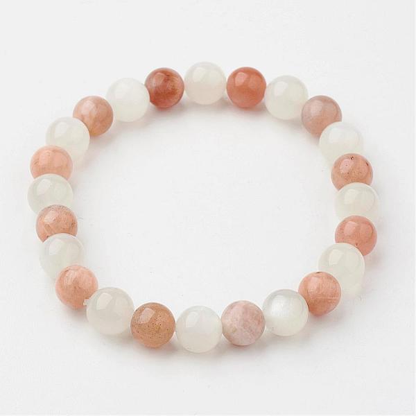 

PandaHall Natural Multi-Moonstone Bracelets, Stretch Bracelets, Round, 58x8mm(2-1/4 inchx3/8 inch) Multi-Moonstone