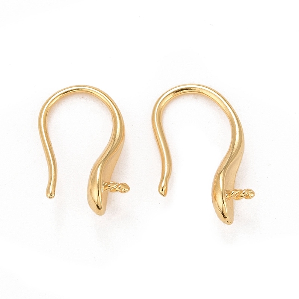 

PandaHall Rack Plating Eco-friendly Brass Earring Hooks, For Half Drilled Beads, Lead Free & Cadmium Free, Real 24K Gold Plated, 13x4mm, 24...