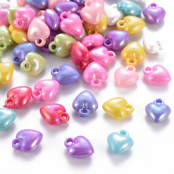 

PandaHall Opaque Acrylic Charms, Dyed, AB Color, Heart, Mixed Color, 11.5x9.5x5.5mm, Hole: 1.6mm, about 1660pcs/500g Acrylic Heart..., Multicolor