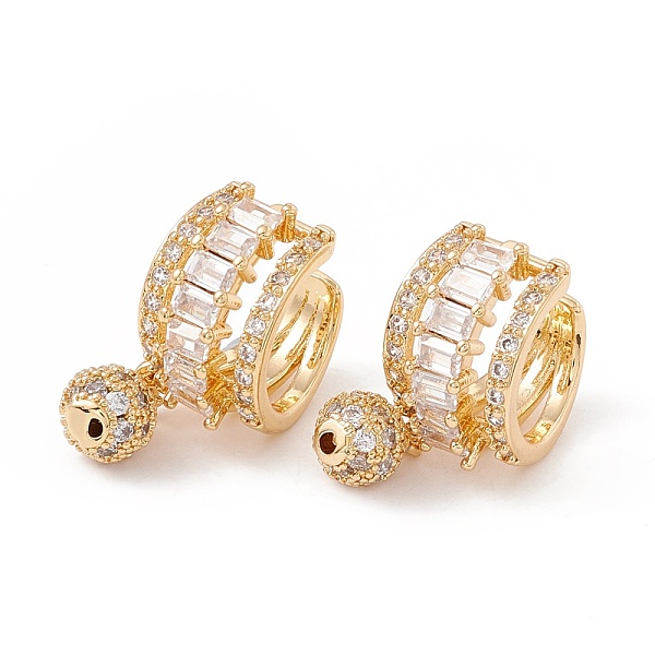 

PandaHall Clear Cubic Zirconia Cuff Earrings with Round Ball Charm, Brass Wide Chunky Rings for Women, Lead Free & Cadmium Free, Real 18K...