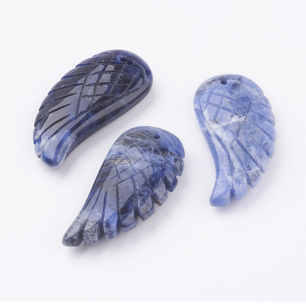 

PandaHall Natural Sodalite Pendants, Wing, 34~35x16~18x6.5~7.5mm, Hole: 1mm Sodalite Wing