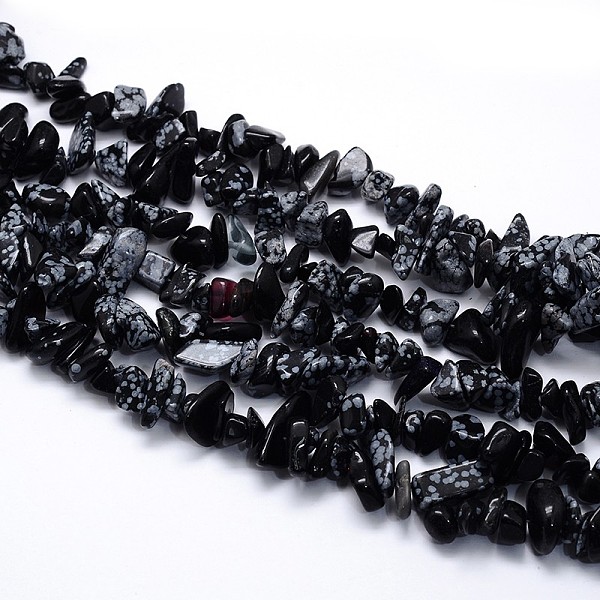 

PandaHall Natural Snowflake Obsidian Beads Strands, Chips, 5~8x5~8mm, Hole: 1mm, about 31.5 inch Snowflake Obsidian Chip