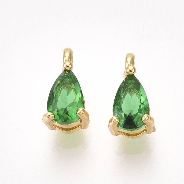 

PandaHall Brass Cubic Zirconia Charms, Nickel Free, Real 18K Gold Plated, teardrop, Green, 7x4x3mm, Hole: 1mm Brass+Cubic Zirconia Teardrop...