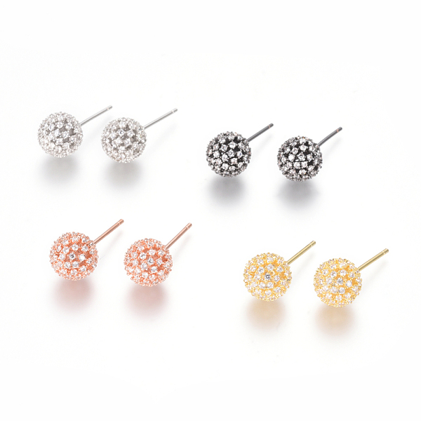 

PandaHall Brass Micro Pave Clear Cubic Zirconia Stud Earrings, Ball Stud Earrings, Mixed Color, 21x8.5mm, Pin: 0.9mm Cubic Zirconia Clear