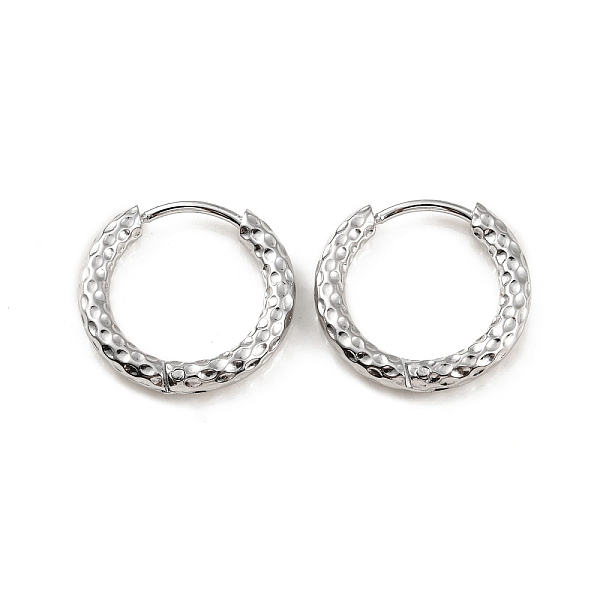 

PandaHall 304 Stainless Steel Grooved Hoop Earrings, Stainless Steel Color, 16.5x2.5mm, Pin: 1mm 304 Stainless Steel Ring