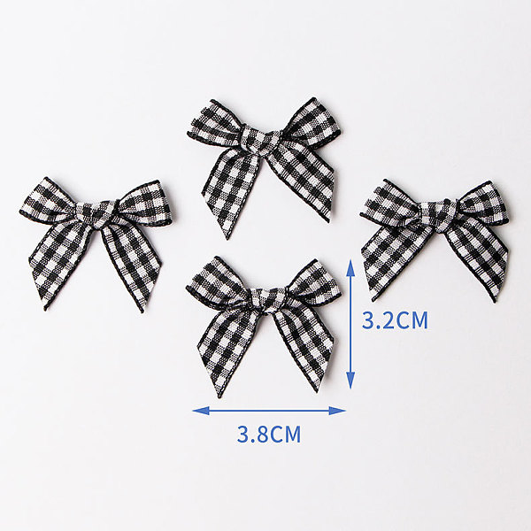 

PandaHall Handmade Woven Costume Accessories, Tartan Pattern Polyester Ribbon Bowknot, Black, 30~32x35~38x5~6mm Polyester Bowknot Black