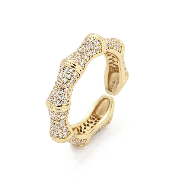

PandaHall Brass Micro Pave Cubic Zirconia Cuff Rings, Bamboo Joint Open Rings for Women, Long-Lasting Plated, Golden, 4.5mm Brass+Cubic...