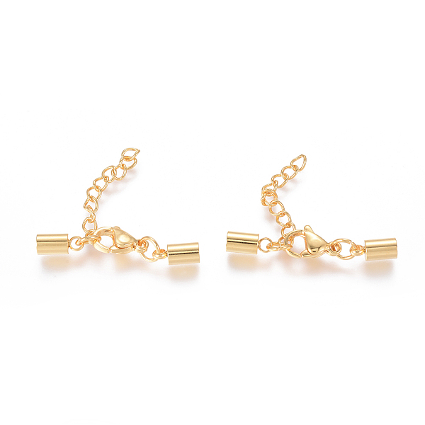 

PandaHall 304 Stainless Steel Chain Extender, with Cord Ends and Alloy Lobster Claw Clasps, Golden, 33mm, Extend Chain: 26x3mm, Cors End...