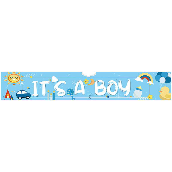 

PandaHall Polyester Hanging Banners Children Birthday, Birthday Party Idea Sign Supplies, It's A Boy, Sky Blue, 300x50cm Polyester Rectangle