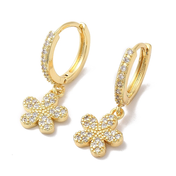 

PandaHall Clear Cubic Zirconia Flower Dangle Hoop Earrings, Brass Jewelry for Women, Real 18K Gold Plated, 25.5mm, Pin: 0.7mm Cubic Zirconia...