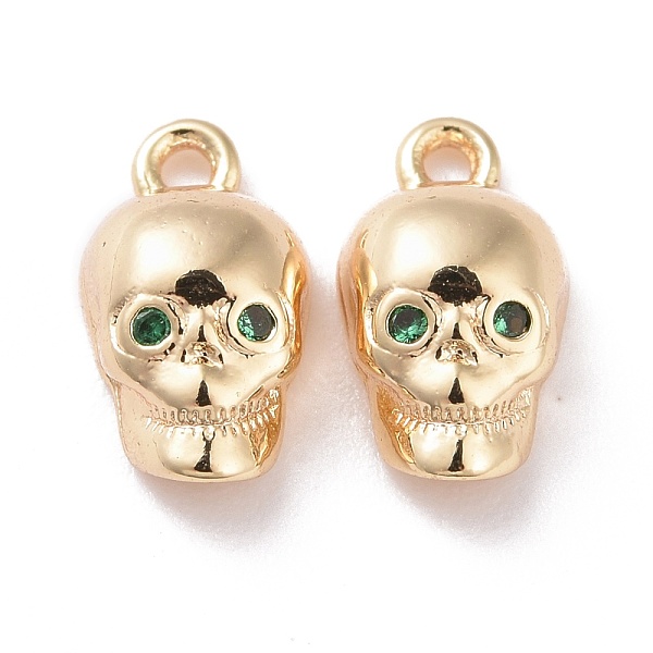 

PandaHall Brass Micro Pave Green Cubic Zirconia Charms, Cadmium Free & Lead Free, Skull, Real 14K Gold Plated, 10.5x5.5x3.5mm, Hole: 1mm...