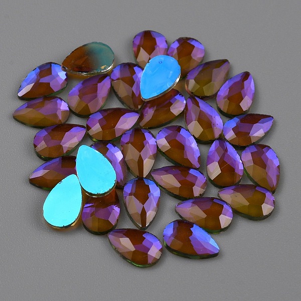 

PandaHall Transparent K9 Glass Cabochons, Flat Back, AB Color Plated, Teardrop, 8x5x1.5~2mm Glass Teardrop