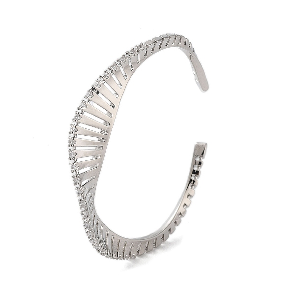 

PandaHall Brass Micro Pave Cubic Zirconia Cuff Bangles, Long-Lasting Plated, Lead Free & Cadmium Free, Platinum, Inner Diameter: 2-1/8 inch...