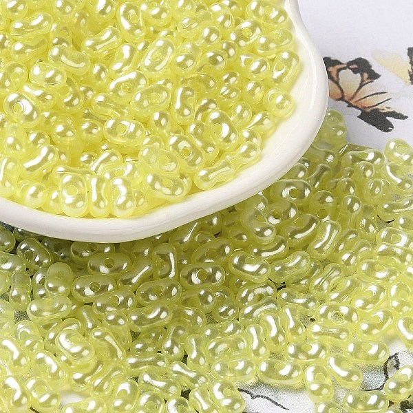 

PandaHall Opaque Acrylic Beads, Pearlized, Beans, Yellow, 6x3.5x3mm, Hole: 1.2mm, about 10000pcs/500g Acrylic Yellow