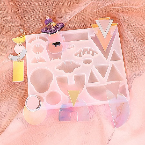 

PandaHall DIY Pendant Food-grade Silicone Molds, Resin Casting Molds, For UV Resin, Epoxy Resin Jewelry Making, UFO & Geometrical Shape..., White