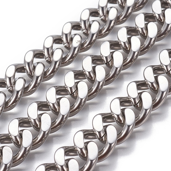 

PandaHall 201 Stainless Steel Curb Chain, Twisted link Chains, Faceted, Unwelded, Stainless Steel Color, 14x11.5~12x4.5~5mm 201 Stainless...