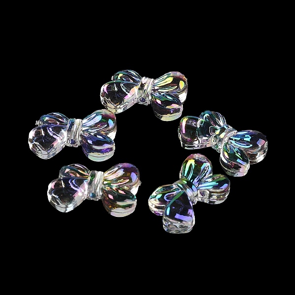 

PandaHall Transparent Acrylic Beads, UV Plating Iridescent, Bowknot, 14.5x22.5x7mm, Hole: 1.6mm Acrylic Bowknot Clear