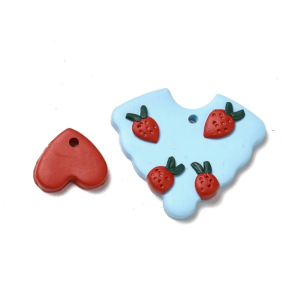 

PandaHall Handmade Polymer Clay Pendants Sets, Heart & Heart with Strawberry Charm, Mixed Color, 26x29x4.2mm, Hole: 2mm, 2pcs/set Polymer..., Multicolor