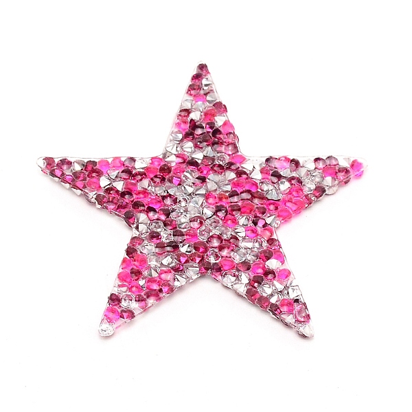 

PandaHall Computerized Embroidery Cloth Iron on/Sew on Patches, Costume Accessories, with Resin Rhinestone, Star, Fuchsia, 57x60x2.5mm Resin..., Pink