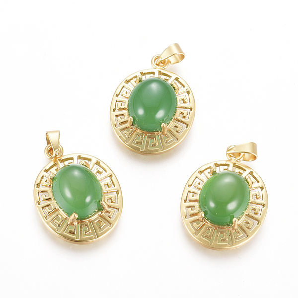 

PandaHall Brass Micro Pave Cubic Zirconia Pendants, Long-Lasting Plated, with Dyed & Heated Agate, Oval, Matte Gold Color, 23.5x17.5x8mm..., Clear