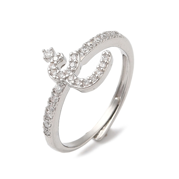 

PandaHall Rack Plating Brass Cubic Zirconia Arabic Letters Adjustable Rings for Women, Cadmium Free & Lead Free, Long-Lasting Plated..., Clear