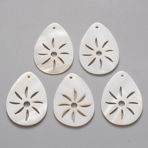 

PandaHall Natural Freshwater Shell Pendants, teardrop, with Hollow Sun, 29x21x2mm, Hole: 1.4mm Freshwater Shell Teardrop