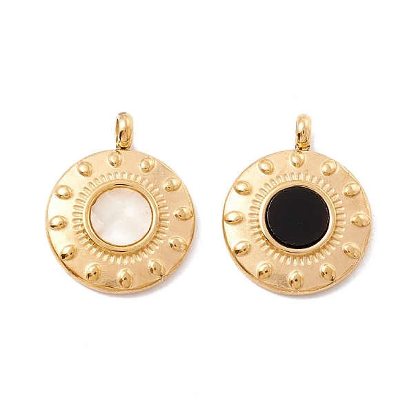 

PandaHall Vacuum Plating 304 Stainless Steel Pendants, with Shell, Flat Round, Mixed Color, 19x15x4mm, Hole: 2.4mm 304 Stainless Steel Flat..., Multicolor