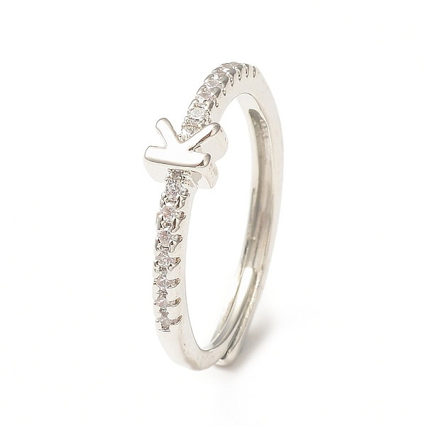 

PandaHall Clear Cubic Zirconia Initial Letter Adjustable Ring, Platinum Brass Jewelry for Women, Letter.K, Inner Diameter: 18mm Brass+Cubic...