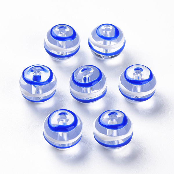 

PandaHall Transparent Glass Beads, with Enamel, Round, Blue, 12x11.5mm, Hole: 1.5~1.8mm Glass Round Blue