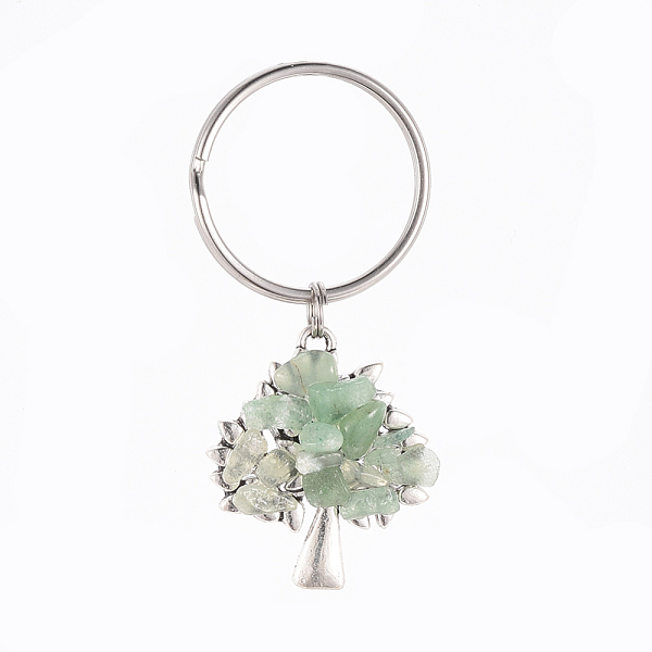 

PandaHall Chip Natural Green Aventurine Keychain, with Antique Silver Plated Alloy Pendants and 316 Surgical Stainless Steel Split Key Rings...