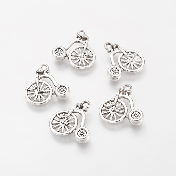 PandaHall Tibetan Style Alloy Pendants, Cadmium Free & Nickel Free & Lead Free, Bicycle/Penny Farthing, Antique Silver, 17x18x3mm, Hole...