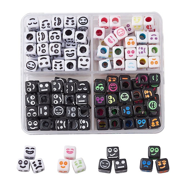 

PandaHall 160Pcs 4 Styles Craft Acrylic Beads, Cube with Mixed Expression, Mixed Color, 6x6x6mm, Hole: 3.5mm, 40pcs/style Acrylic Cube..., Multicolor