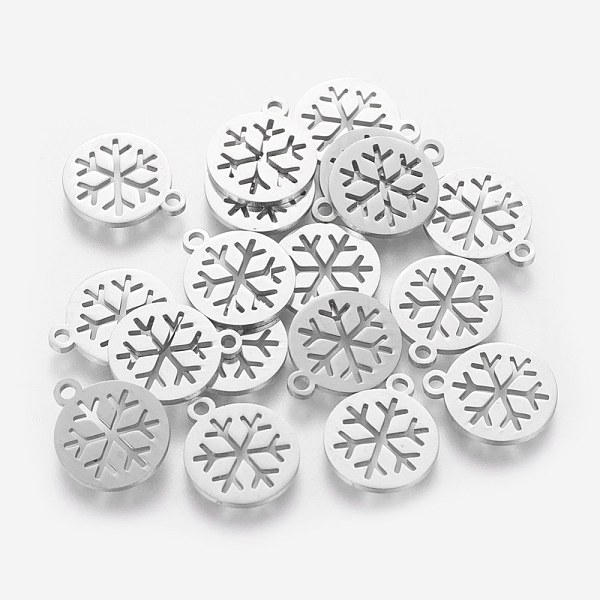 

PandaHall 304 Stainless Steel Charms, Flat Round with Snowflake, Stainless Steel Color, 14x12x1mm, Hole: 1.5mm 304 Stainless Steel Flat...
