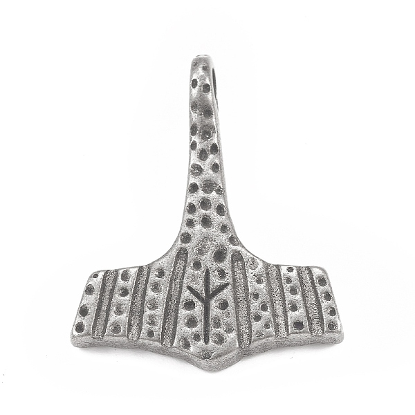 

PandaHall 304 Stainless Steel Pendants, Thor's Hammer Charm, Antique Silver, 33x26.5x7mm, Hole: 4.5mm 304 Stainless Steel Others