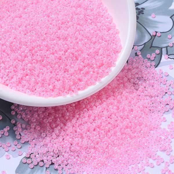 

PandaHall MIYUKI Round Rocailles Beads, Japanese Seed Beads, 11/0, (RR518) Cotton Candy Pink Lined, 2x1.3mm, Hole: 0.8mm, about 1111pcs/10g...