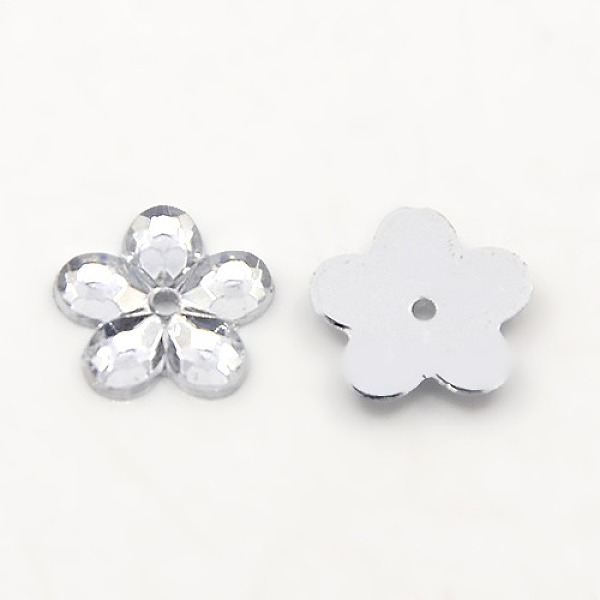 

PandaHall Acrylic Rhinestone Flat Back Cabochons, Flower, Clear, 11x2mm Acrylic Rhinestone Flower Clear