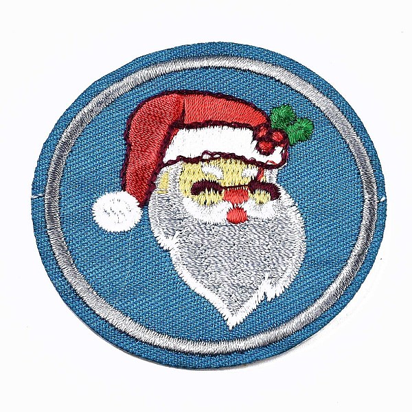 

PandaHall Round with Father Christmas Appliques, Computerized Embroidery Cloth Iron on/Sew on Patches, Costume Accessories, for Christmas...