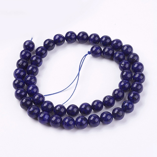 

PandaHall Dyed Natural Lapis Lazuli Bead Strands, Round, 8~9mm, Hole: 1mm, about 46pcs/strand, 15.3 inch Lapis Lazuli Round Blue