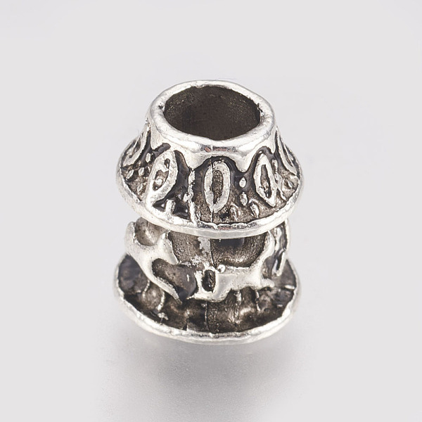 

PandaHall Alloy European Beads, Large Hole Beads, Antique Silver, 11x10mm, Hole: 5mm Alloy Others