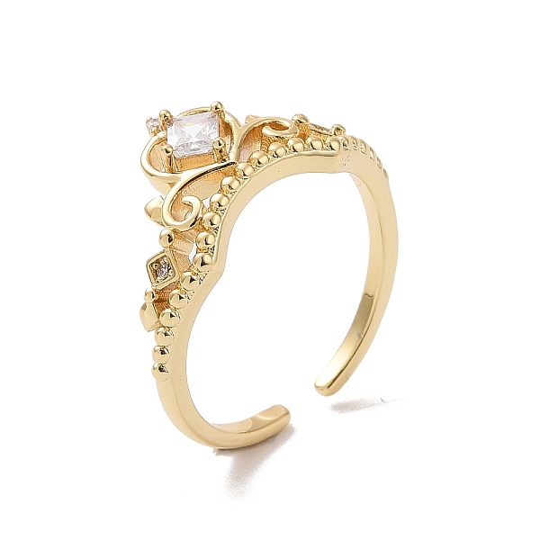 

PandaHall Clear Cubic Zirconia Crown Open Cuff Ring, Brass Jewelry for Women, Cadmium Free & Lead Free, Real 18K Gold Plated, US Size 6 1/4...