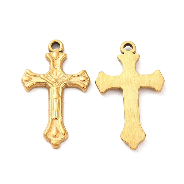 

PandaHall Ion Plating(IP) 304 Stainless Steel Pendants, Crucifix Cross Charm, Golden, 32.5x19.5x2.5mm, Hole: 2mm 304 Stainless Steel Cross