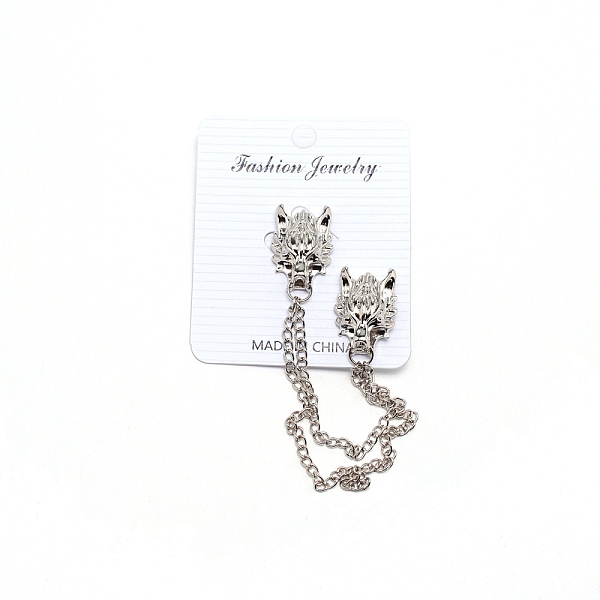 

PandaHall Men's Dragon Scarf Collar Brooch Lapel Pin, Alloy Badge Hanging Chains for Suit Tuxedo, Platinum, 162mm Alloy