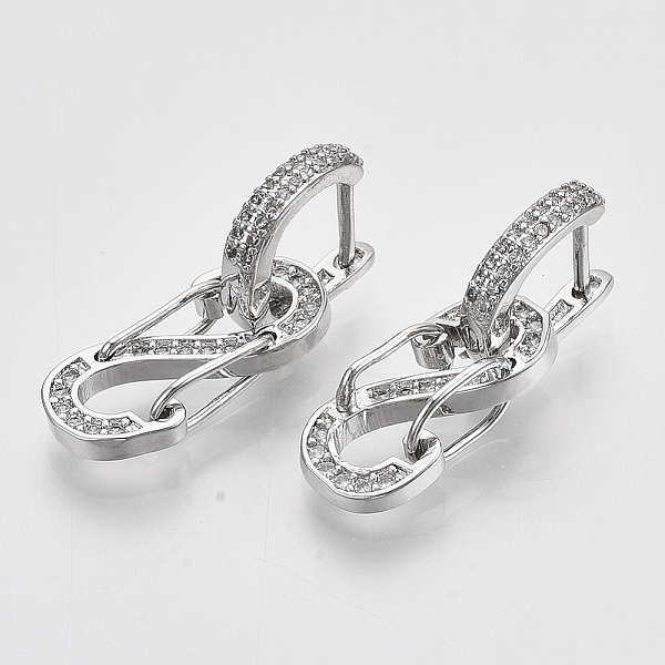 

PandaHall Brass Micro Pave Cubic Zirconia Huggie Hoop Earring, Letter S, Platinum, 26mm, Pin: 1mm Brass