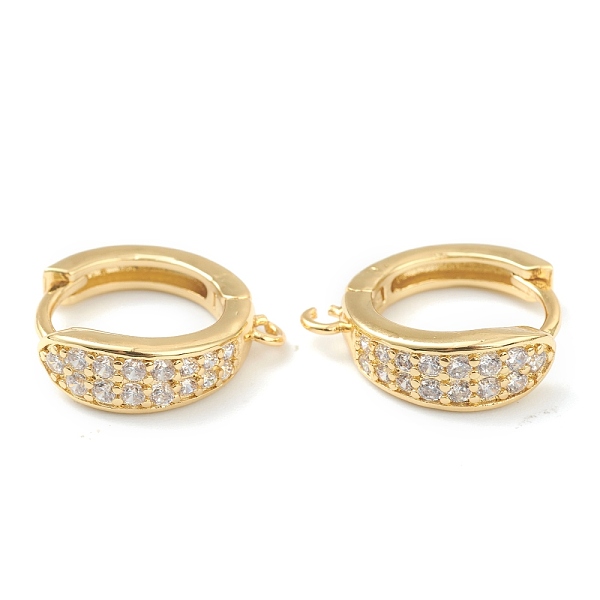 

PandaHall Brass Micro Pave Clear Cubic Zirconia Stud Earring Findings, with Loop, Long-Lasting Plated, Golden, 17.5x15x5.5mm, Hole: 1mm...