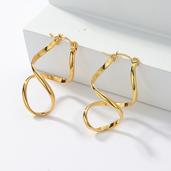 PandaHall Stainless Steel Twisted Number 8 Shaped Hoop Earrings, for Women, Real 18K Gold Plated, 30x15mm Stainless Steel Number