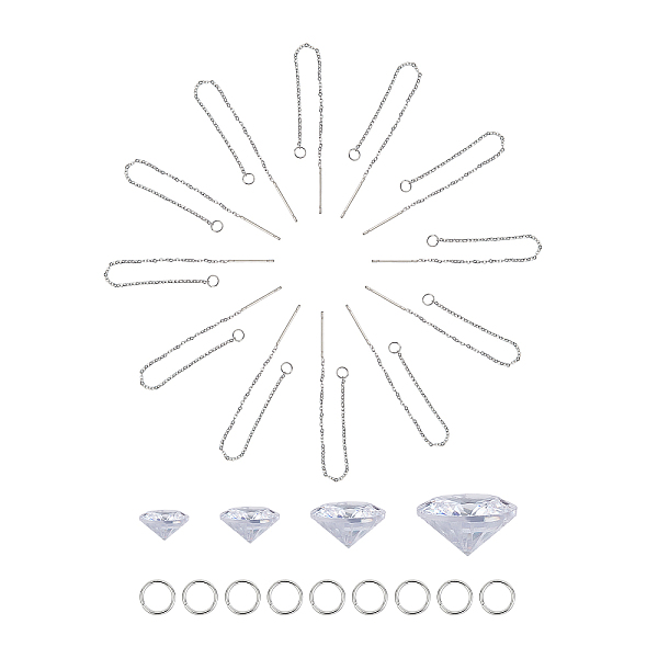 

PandaHall Unicraftale DIY Earring Making Kits, include Cubic Zirconia Pointed Back Pendants, 304 Stainless Steel Earring Findings, Faceted..., Clear